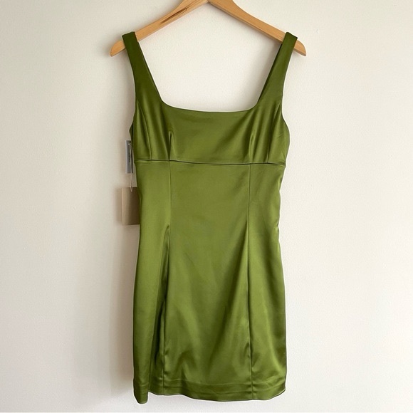 Aritzia Wilfred Shine Satin Mini Dress in Succulent Green NWT - Picture 4 of 12